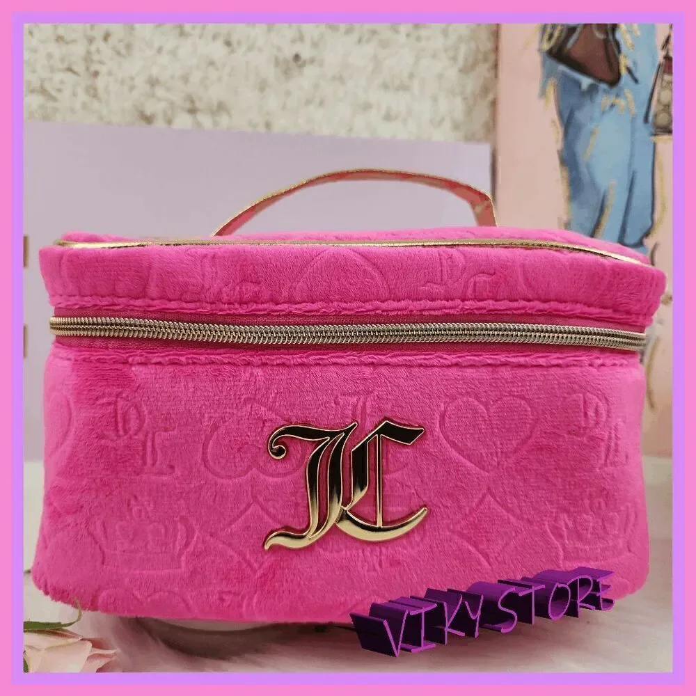 NWT 💖 {Juicy Couture}  Luxe Travel Essential: Hot Pink Velvet Train Case 💼 NWT
